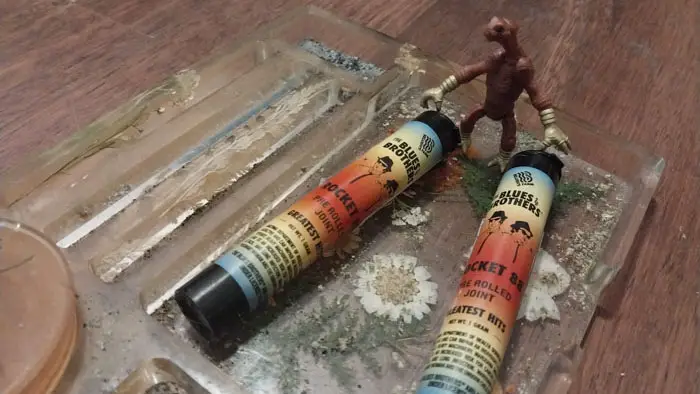 Blues Brothers Rocket 88 cannabis pre-rolls on a tray