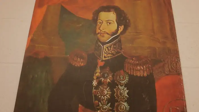 A painting of Prince Dom Pedro in full military regalia