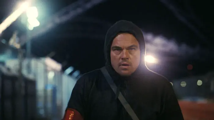 Leonardo DiCaprio in a night sequence from One Battle After Another