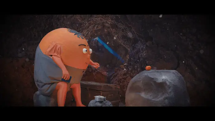 Satsuman character in a stop-motion cave scene from Remi Milligan: Lost Director.