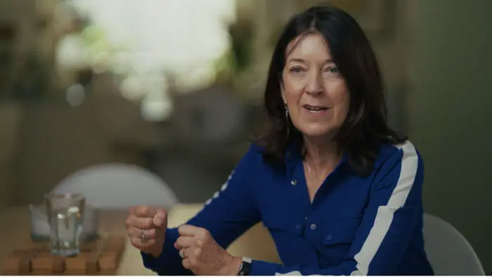 Victoria Hislop speaking during an interview in The Marbles documentary.
