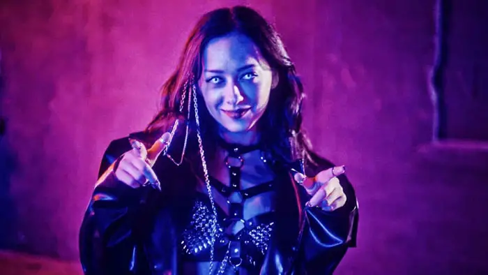 Victoria Myssik as Valeria in the cyberpunk vampire series Voltaic Blood