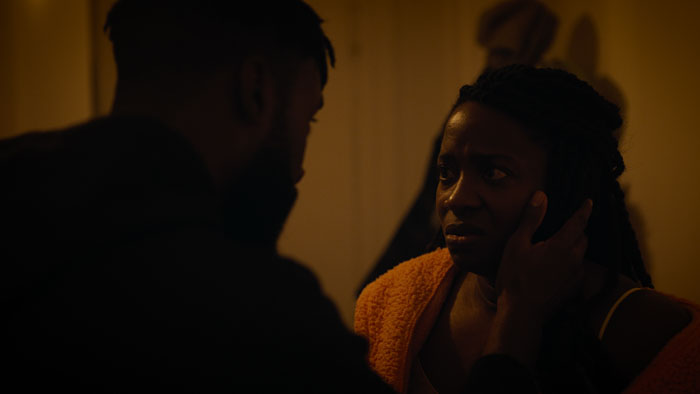 Ibironke and Bamidele share a tense moment in White Agbada 