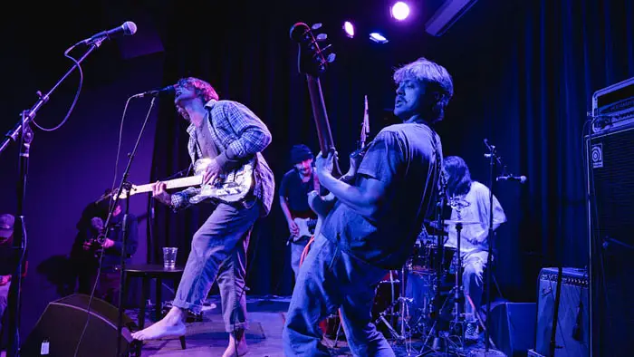 A live band performs onstage during the Sun Valley Film Festival’s Awards Bash.