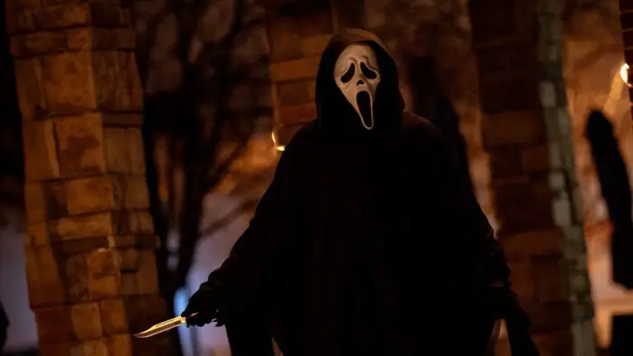 Ghostface killer holding knife in Scream 7 (2026)